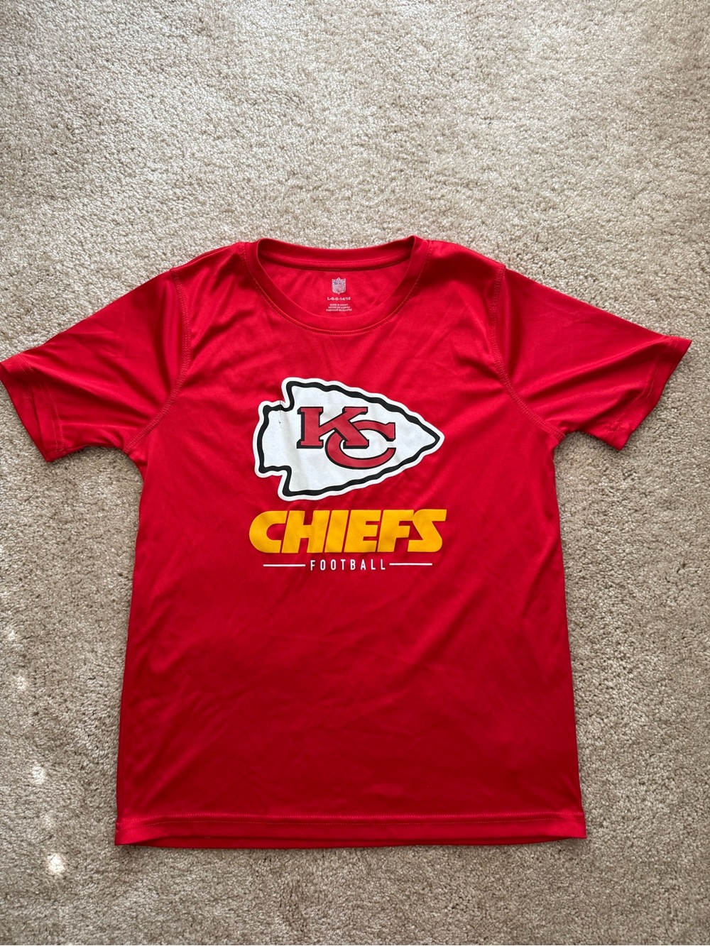 NFL Kansas City Chiefs Red Short Sleeve Tee with Yellow Logo